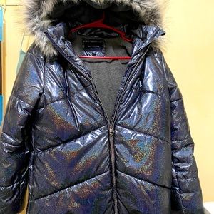 Girls Calvin Klein Metallic Puffer Coat Size 12/14